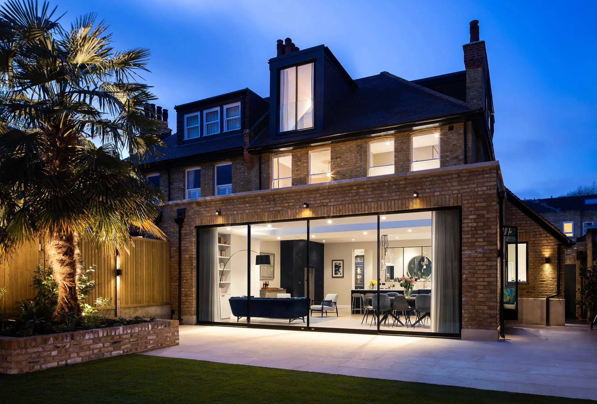 Rear extension at dusk, Howard's House, Putney