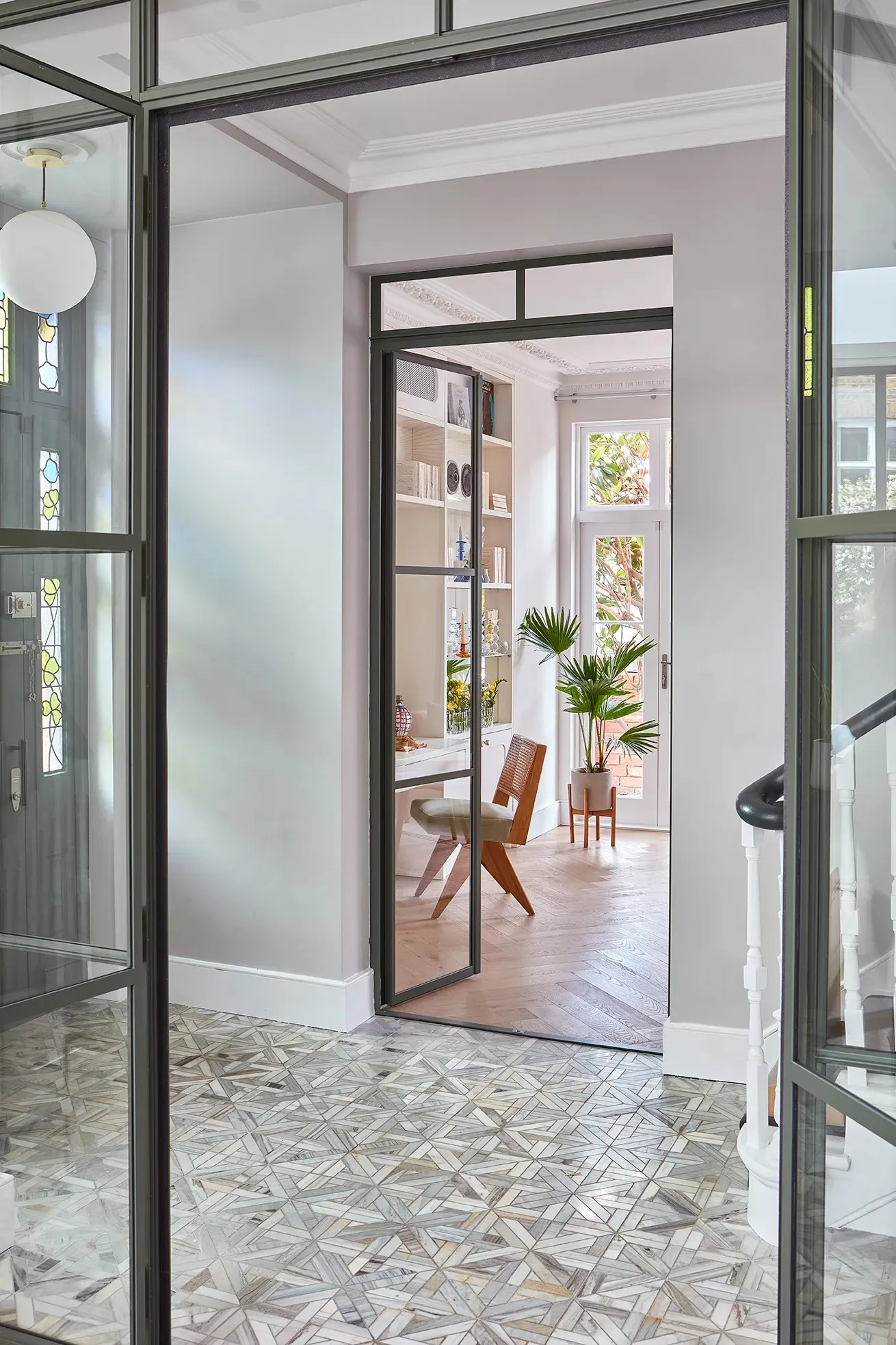 View through Crittall doors to the front room