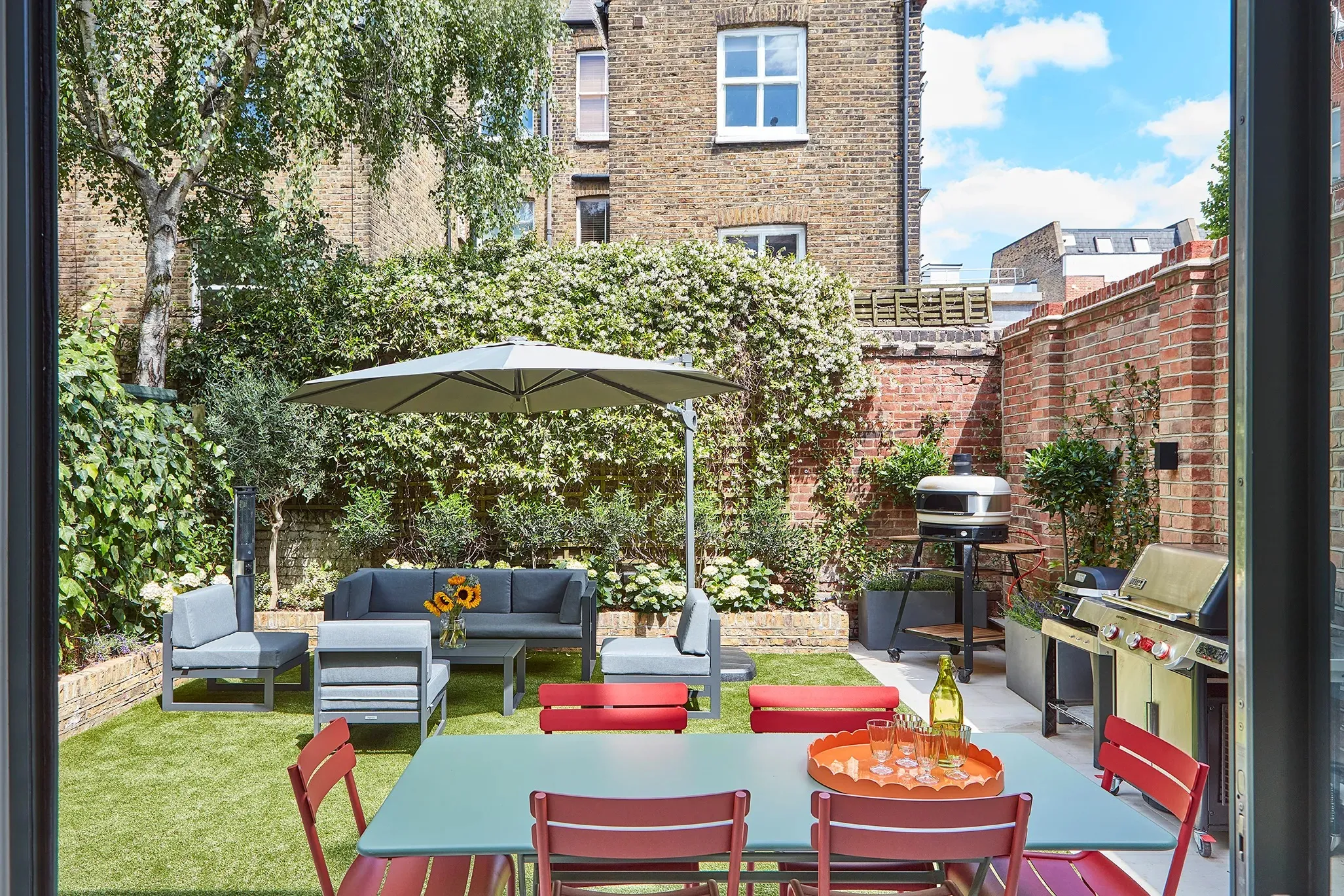Garden and terrace seen from the dining table