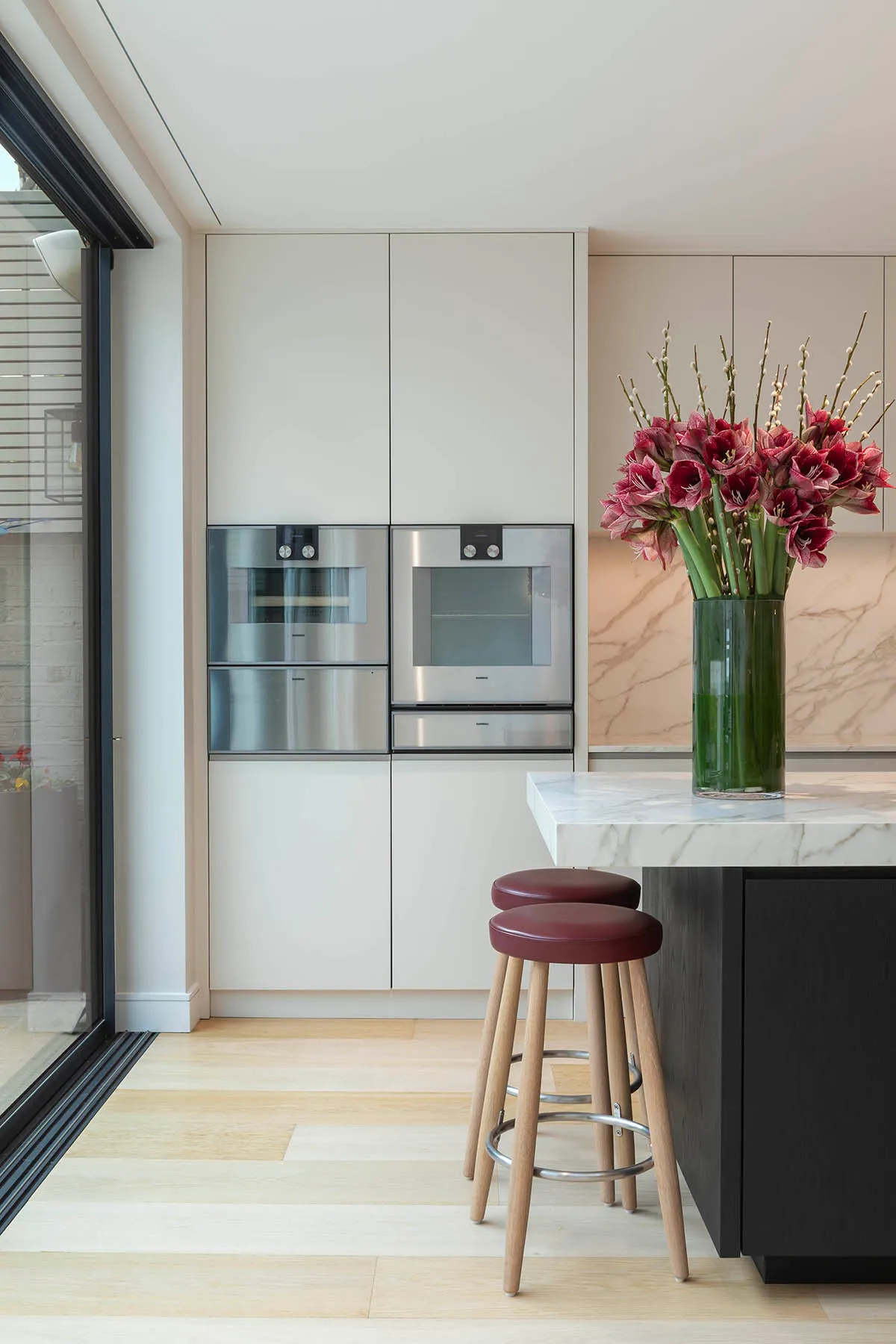 Ovens set into the tall kitchen joinery