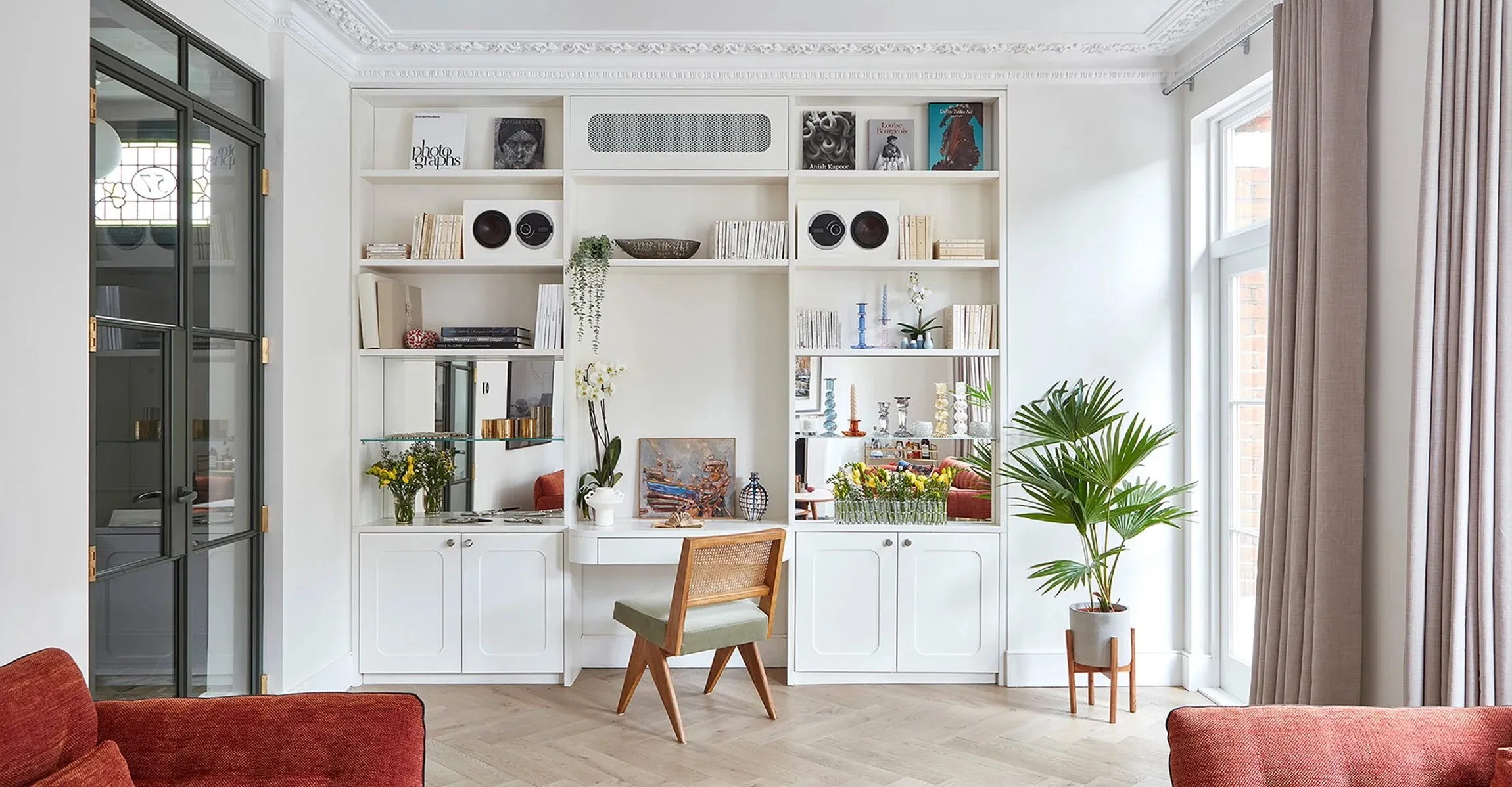 Desk built into the living-room joinery