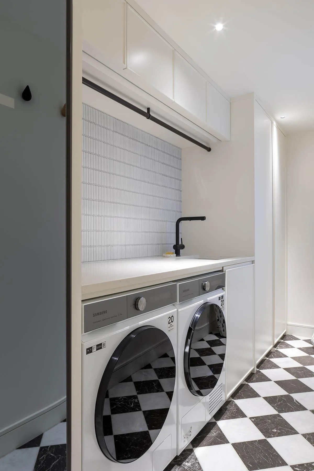 Utility machines on the chequered floor